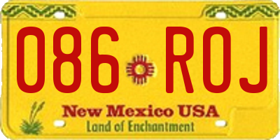 NM license plate 086ROJ