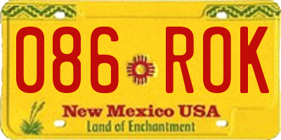 NM license plate 086ROK