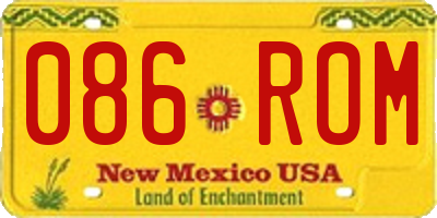 NM license plate 086ROM