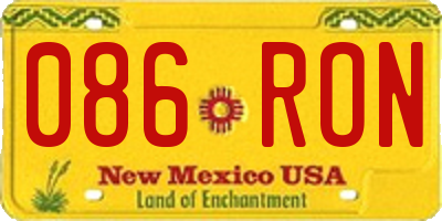 NM license plate 086RON