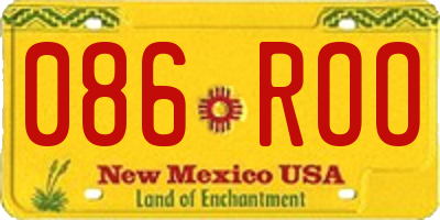 NM license plate 086ROO