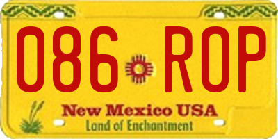 NM license plate 086ROP