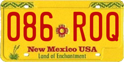 NM license plate 086ROQ