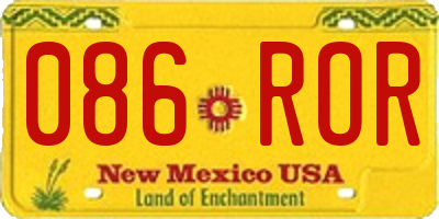 NM license plate 086ROR