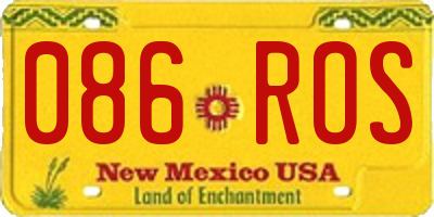 NM license plate 086ROS