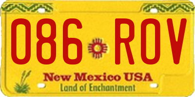 NM license plate 086ROV