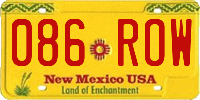 NM license plate 086ROW