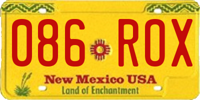 NM license plate 086ROX