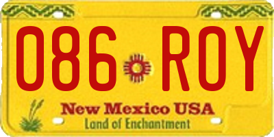 NM license plate 086ROY