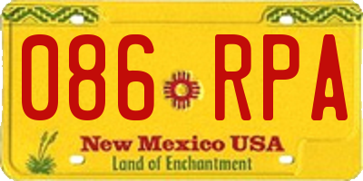 NM license plate 086RPA