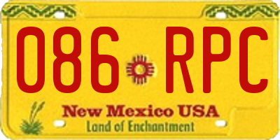 NM license plate 086RPC