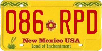 NM license plate 086RPD