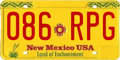 NM license plate 086RPG