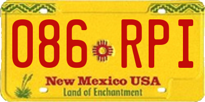NM license plate 086RPI