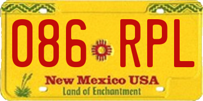 NM license plate 086RPL