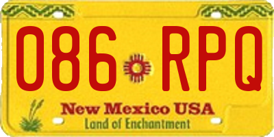 NM license plate 086RPQ