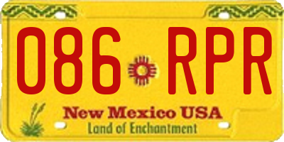 NM license plate 086RPR