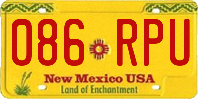 NM license plate 086RPU