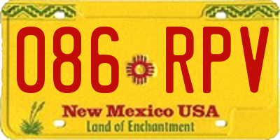 NM license plate 086RPV