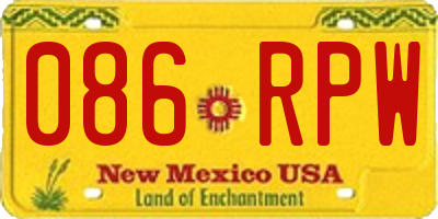 NM license plate 086RPW