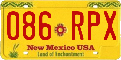 NM license plate 086RPX