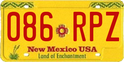 NM license plate 086RPZ