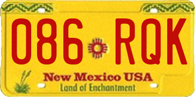 NM license plate 086RQK