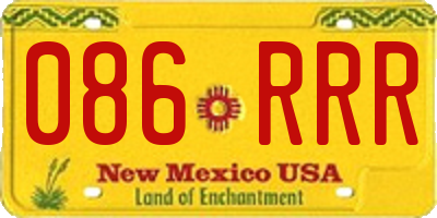NM license plate 086RRR