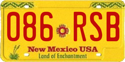NM license plate 086RSB