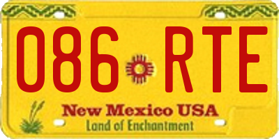 NM license plate 086RTE