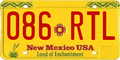 NM license plate 086RTL