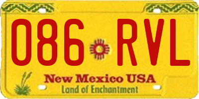 NM license plate 086RVL
