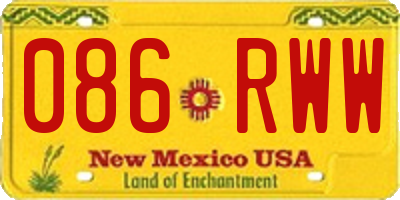 NM license plate 086RWW