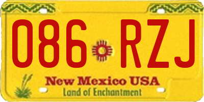 NM license plate 086RZJ