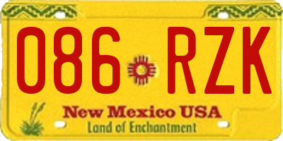 NM license plate 086RZK