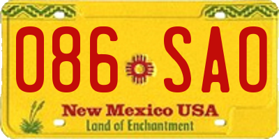 NM license plate 086SAO