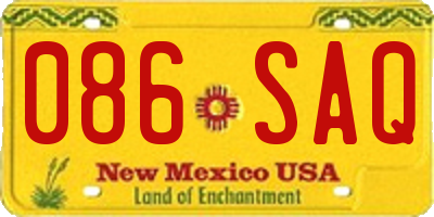 NM license plate 086SAQ
