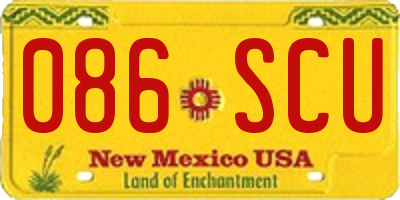 NM license plate 086SCU