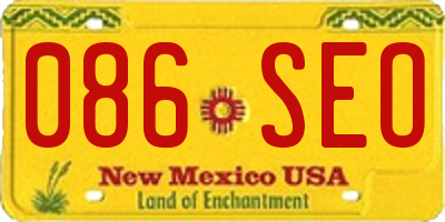 NM license plate 086SEO