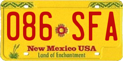 NM license plate 086SFA