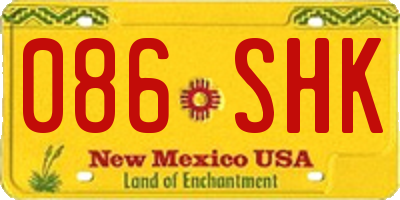 NM license plate 086SHK