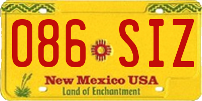 NM license plate 086SIZ
