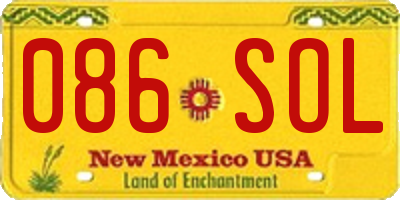 NM license plate 086SOL