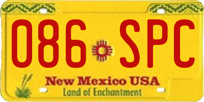 NM license plate 086SPC