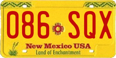 NM license plate 086SQX
