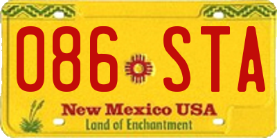 NM license plate 086STA