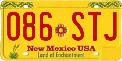 NM license plate 086STJ