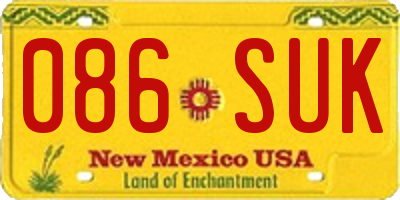 NM license plate 086SUK