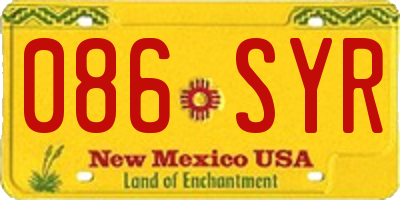 NM license plate 086SYR