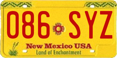 NM license plate 086SYZ